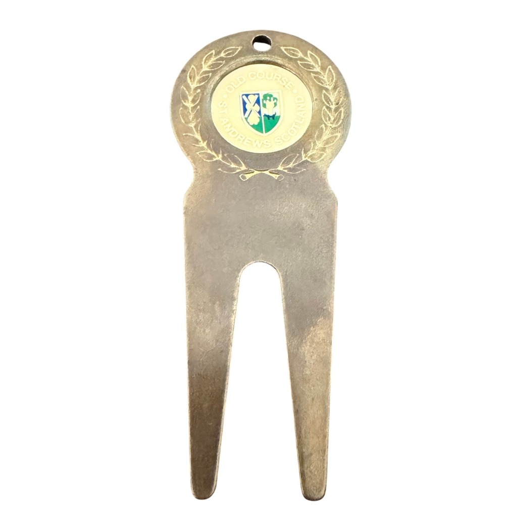 Vintage St Andrews Old Course Scotland Golf Divot Repair Tool Brass Tone 2.5"